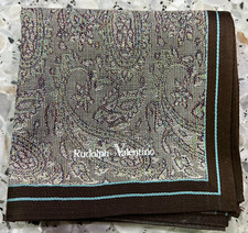 MEN CLASSIC HANKY ART VINTAGE COTTON POCKET SQUARE 18" BROWN GRAY PAISLEYS FLORA