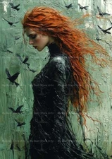 MORRIGAN ART PRINT, Witchy Gothic Poster, Celtic Goddess Wall Decor Crow F457