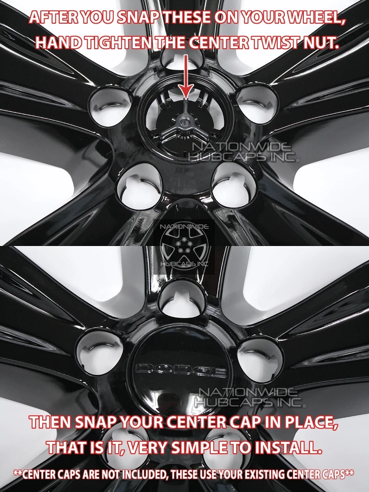 4 fits Charger Challenger 2015-2023 Black 18" Wheel Skins Hub Caps Rim Covers - Image 4 of 4