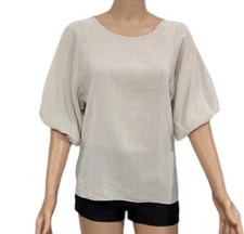 Amanda Uprichard Top Silk blouse Balloon sleeves Round neck Color Cream Size S