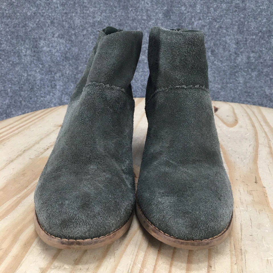 Toms Boots Womens 6 Leila Ankle Booties Green Suede Block Heels Zip 10010914 - Image 4 of 4