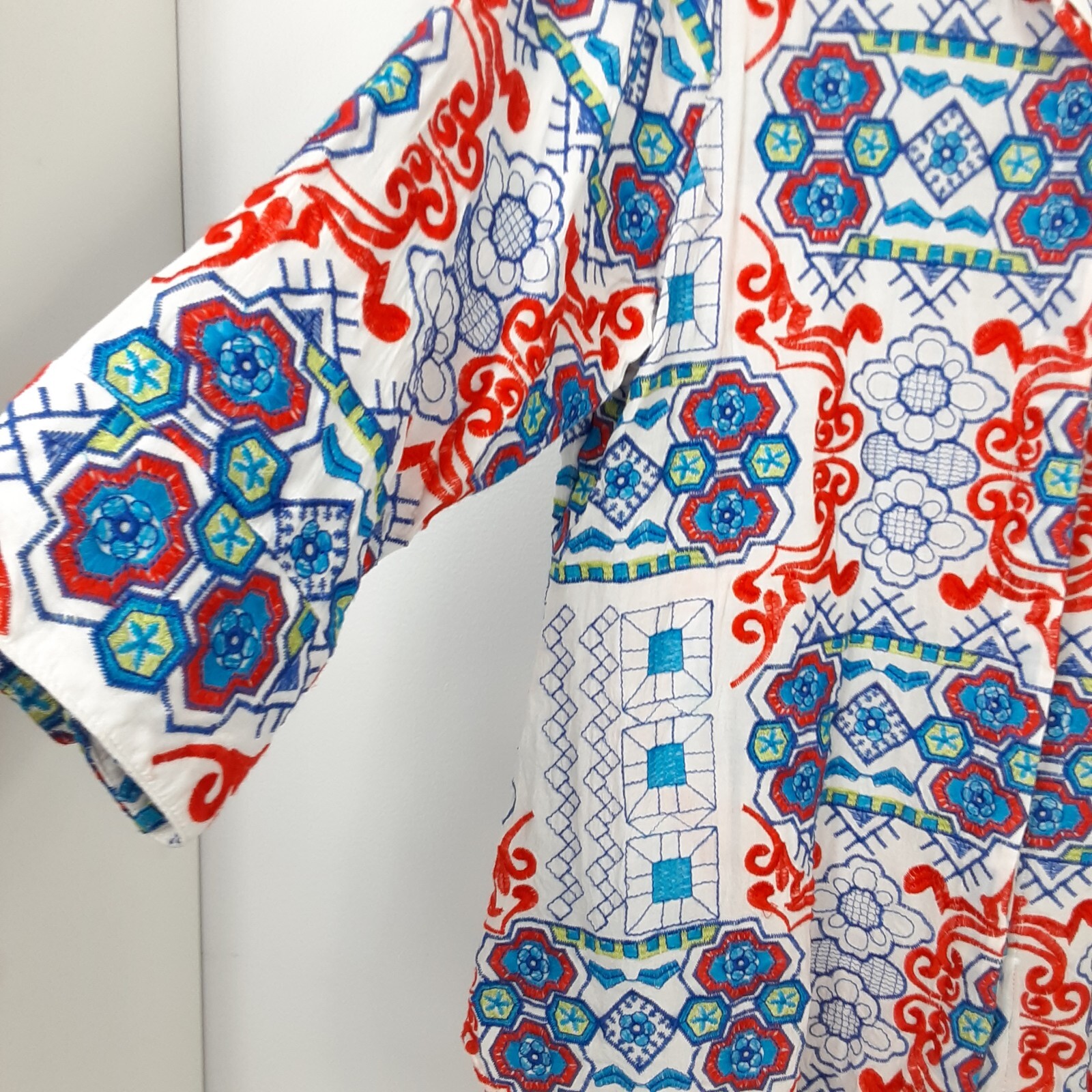 BOHO CHIC Embroidered Button Down Tunic Shirt Sz L - image 7