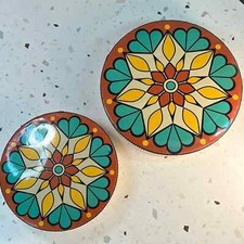 Colorful Floral Tambourine without Jingles Set of Two