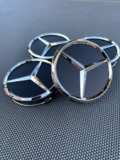 Mercedes Benz Set Of 4 Matt Black 75 Mm2.95in Wheel Center Caps Fits Most Model