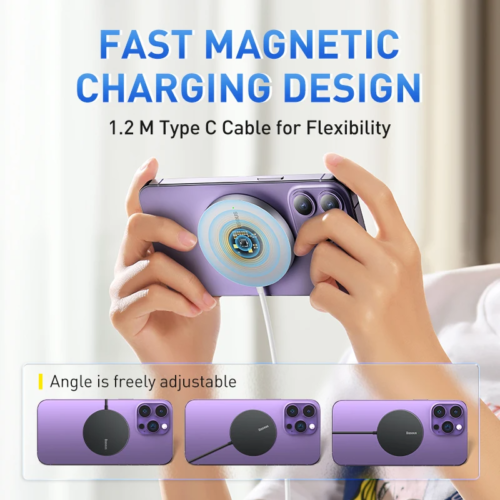 Baseus 15W Magnetic Wireless Charger For iPhone 15 Qi Wireless Charger Cable - Picture 3 of 18