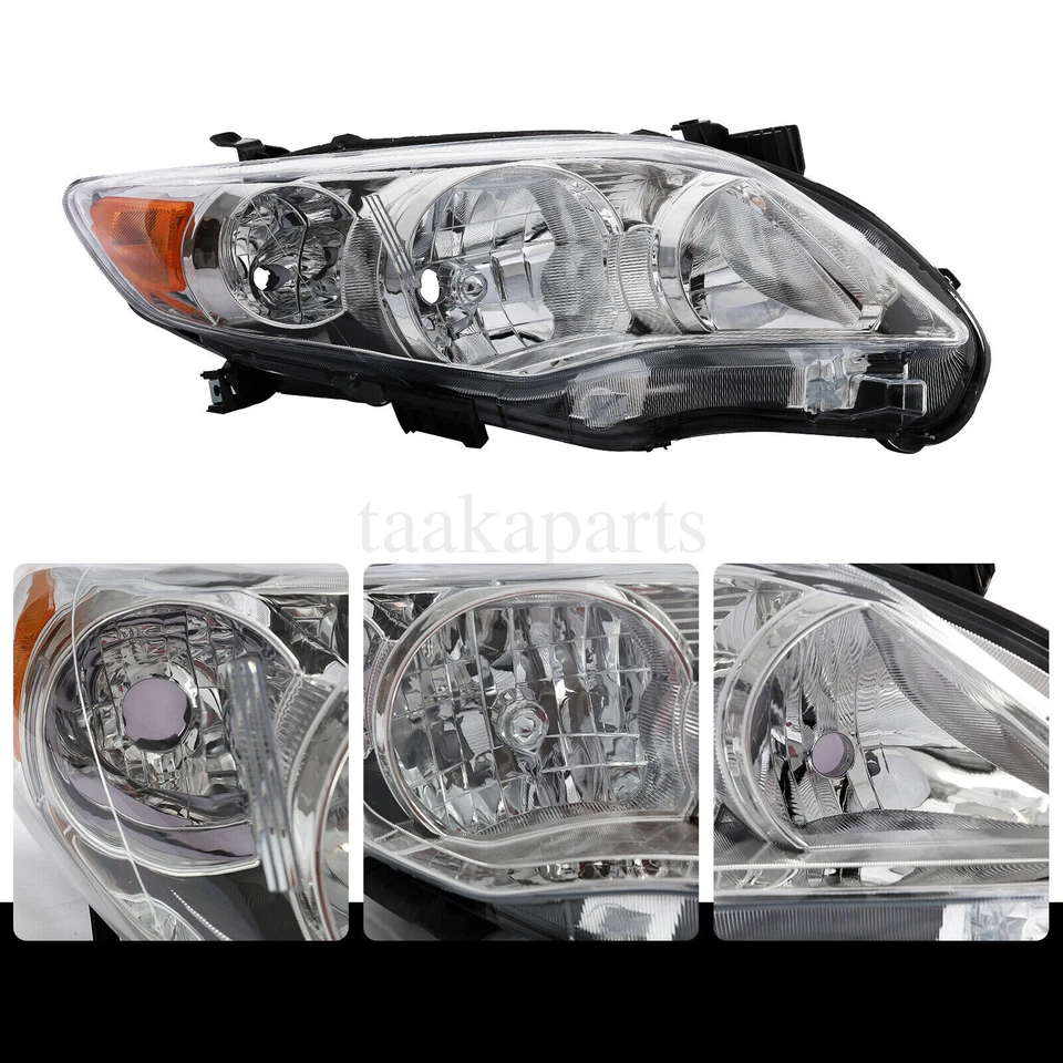 Right Headlights For 2011 2012 2013 Toyota Corolla S Chrome Headlamps Passenger - Изображение 3 из 4