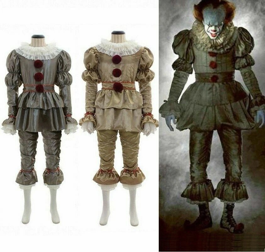 Halloween Hombres Niños Stephen King's It Pennywise Payaso Juegos con disfraces Joker Disfraz Traje Foto 2 de 4
