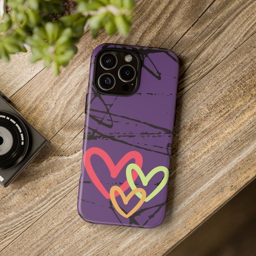 Hearts on Purple & Black Tough Handyhülle für iPhone, Samsung Galaxy, Goog Pixel - Bild 15 von 285