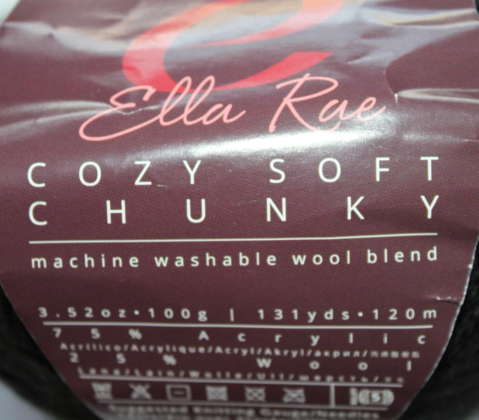 OFERTA Ella Rae Acogedora Suave Gruesa Col 219 Espacio Profundo Negro Lana Acrílica 3.52oz 131y Foto 4 de 4