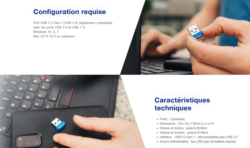 Clef usb 32go Verbatim cle usb 32 go Store N'Stay Nano slim mini USB 3.2 Gen 1 - Photo 4/4