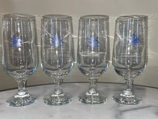 Set of 4 Anheuser-Busch A&Eagle Blue Emblem Stemmed Glasses NWOT