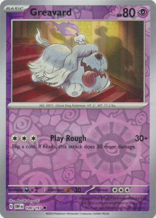 GREAVARD 100/197 OBSIDIAN FLAMES POKEMON (REVERSE HOLO, NM)