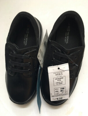 New M&S Black Younger Kids' Leather Light As Air Freshfeet™ School Shoes  UK