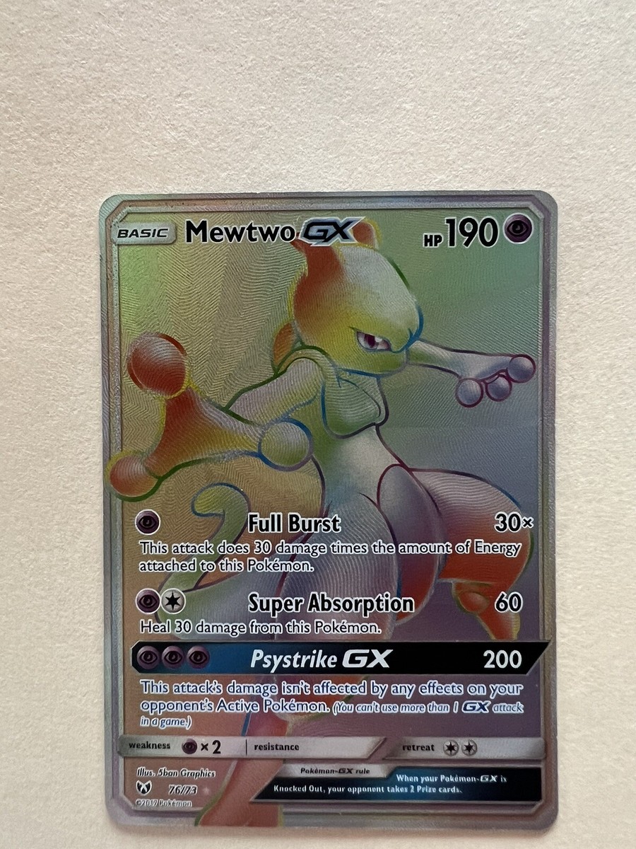 Mewtwo GX 76/73 Pokemon 2017 Shining Legends Secret Rainbow