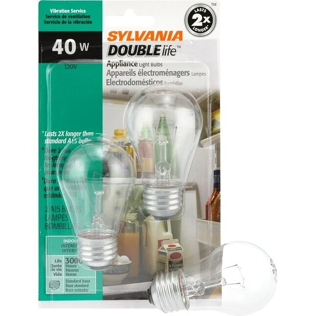 2 Sylvania 40W A15 Clear x2 Life Ceiling Fan Refrigerator Multi Use Light Bulb