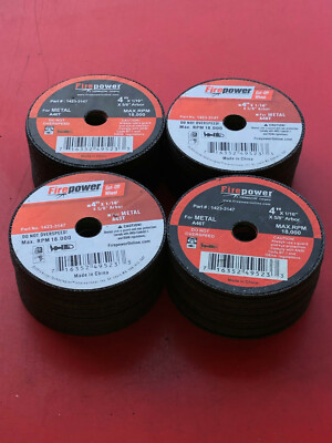 (100) FIREPOWER 4'' x 1/16'' x 5/8'' ARBOR CUT-OFF WHEELS FOR METAL A46T 1423-3147