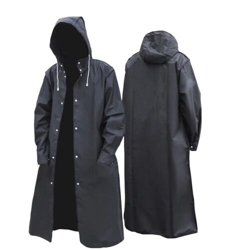 Men Black Waterproof Long Raincoat, Black Trench Coat Mens Waterproof