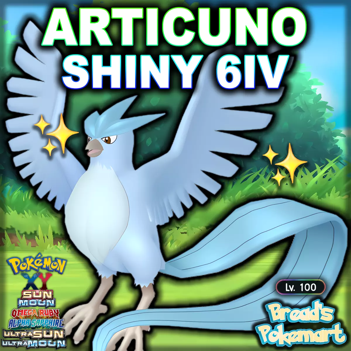 Shiny 6IV Articuno Zapdos Moltres Legendary Birds Pokemon 