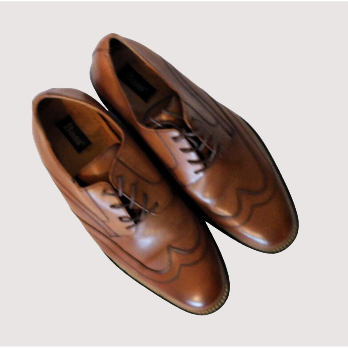 Bass Derby Style Round Full Wing Tip Toe Mens Size 10M Brown  display picture 2