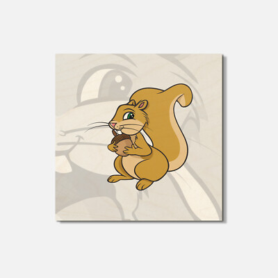Cute Squirrel Animal 4'' X 4'' Square Wooden Coaster