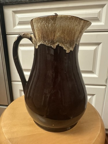 RRP CO Roseville Brown Drip Glaze Pottery Pitcher Vintage 10.5” - Picture 3 of 9