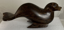 VTG Hand Carved Wooden Ironwood Seal/Sea Lion 4 x 9.5 Inches Sculpture VERY NICE