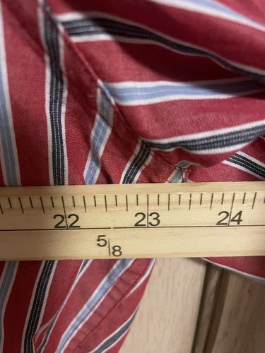 Chaps Button Down LARGE Easy Care Long Sleeve Stripes Red Men’s Shirt. D1 - Picture 5 of 6