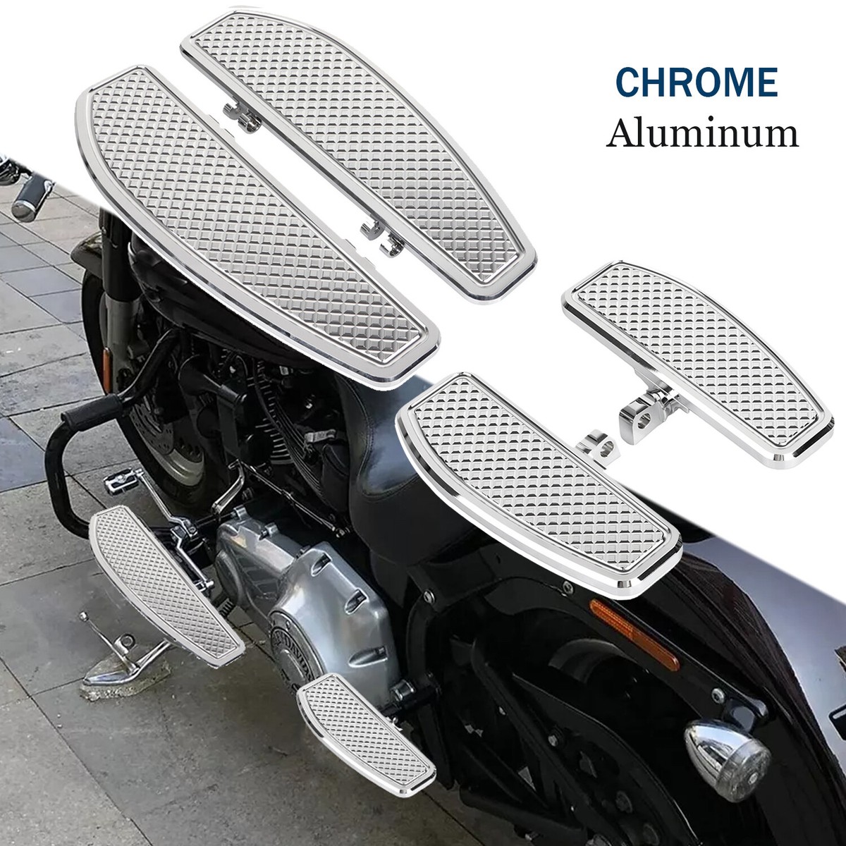Motorcycle Floorboards Set For Harley Touring - Chrome Front & Rear Footboards Kit