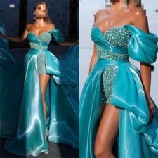 Sweetheart Prom Gowns One Shoulder Crystals Charming Strapless Beaded Dresses