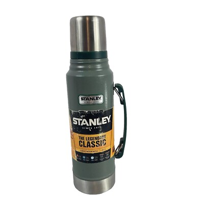 Stanley Classic Vacuum Bottle 1.1qt 1L Hammer-tone Green With Handle Leak Proof