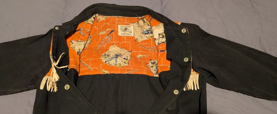 Rare Vintage Davy Crockett Boys Rope N Ride Coat Jacket, Leather Cowhide Tassels - Image 4 of 4