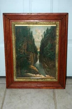 Antique Original Framed Ausable Chasm Boat Ride Lithograph Print Joseph Hoover