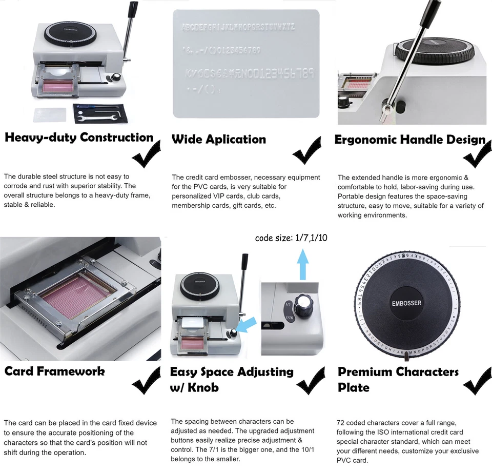 Embossing Machine 72-Characters Card Embosser Printer Code ID PVC Stamping Credi - Image 4 of 4