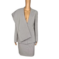 TALBOTS 3PC Skirt Suit Pants Size 6 Brown Striped Wool Blend Lined Business NWT