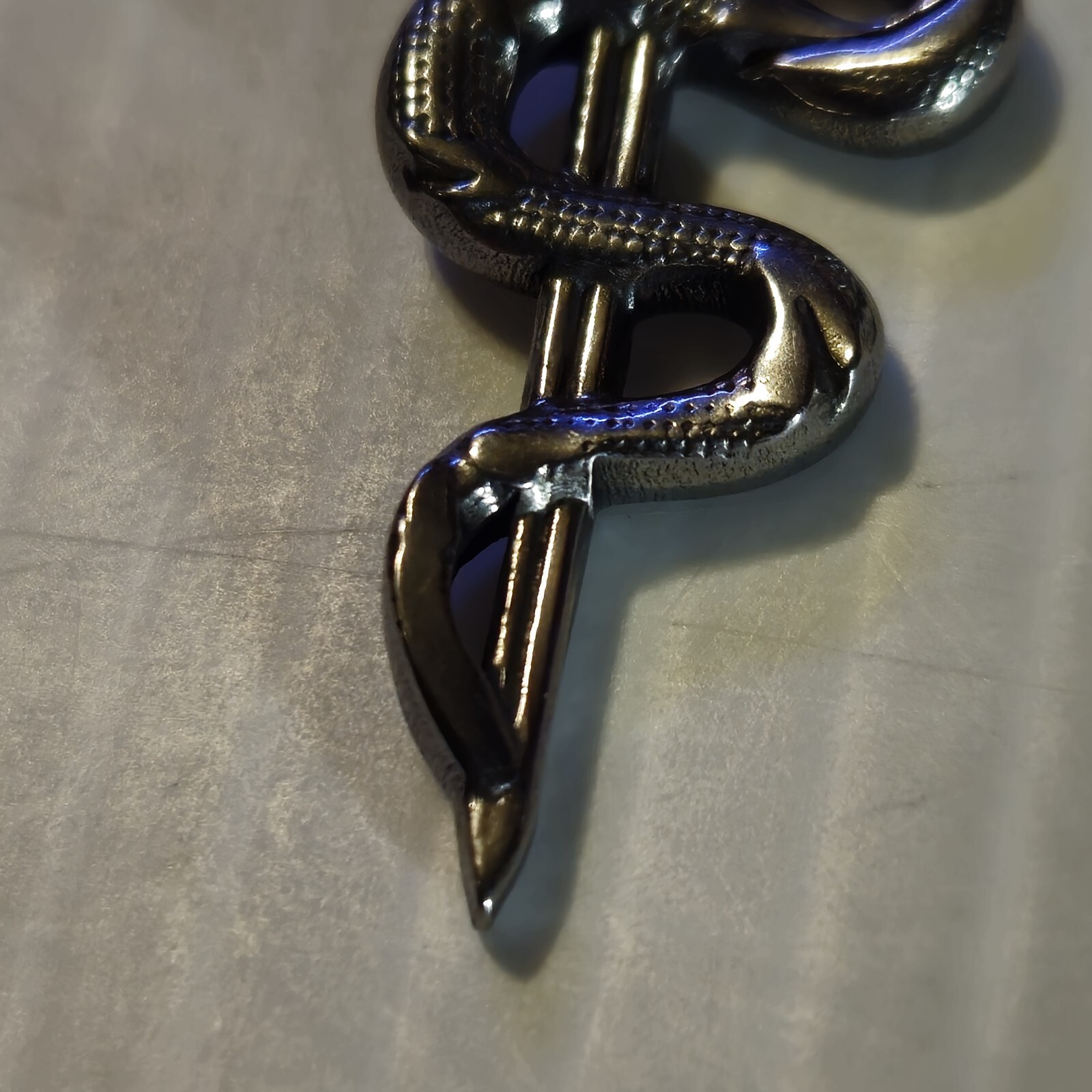 STAINLESS STEEL SWORD & SNAKE Pendant Charm / 18"-24" CHAIN 3MM NECKLACE