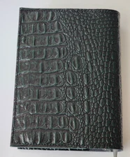Book Cover Crocodile FAUX LEATHER Forest Green 11"X 8 1/2"X 1 1/2"