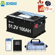 48V 100Ah LiFePO4 Golf Cart Battery 18A Charger Bluetooth Monitor Metal Case