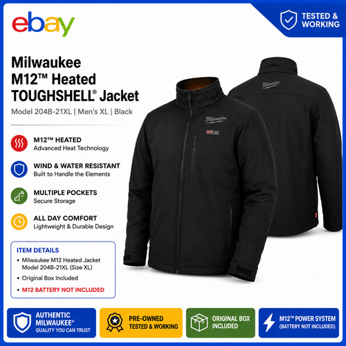 Milwaukee M12 12V Heated Toughshell Jacket with Charger - XL, Black - No Battery