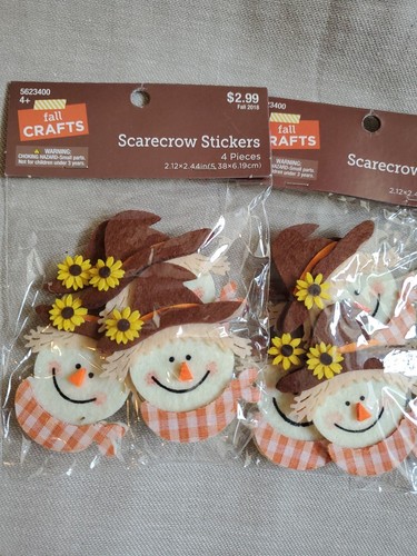 X3-Herbst Basteln Vogelscheuche Filz Aufkleber 4 Stück je 2,36 x 2,36 Zoll - Bild 2 von 6