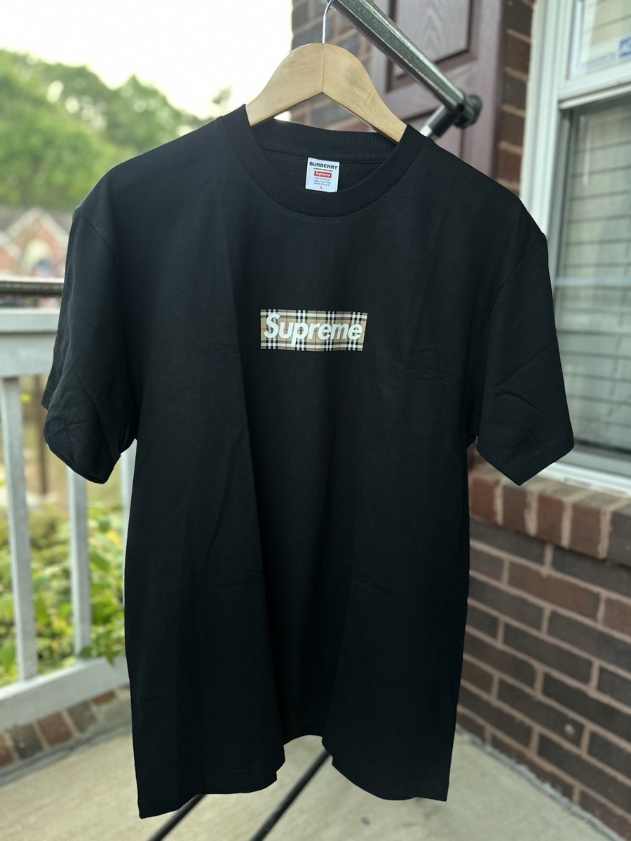 NWOT Supreme X Burberry Check Box Logo T-Shirt Size L | eBay