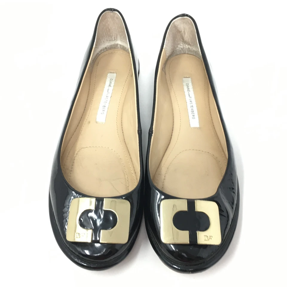 Zapatos planos Diane von Furstenberg con logotipo para mujer talla 7 charol negro Foto 4 de 4