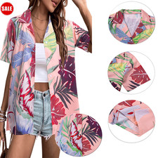 Hawaiian Shirt Women Flowers Tree Print Aloha...