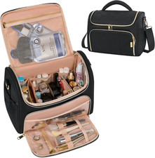Travel Toiletry Bag Large Cosmetic Makeup Bag Organizer for Women,Wide-Open Make