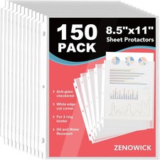 150 Pack Sheet Protectors 8.5x11 Clear Plastic Sleeves for 3 Ring Binder Heavy D