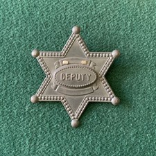Vintage Tin DEPUTY Badge Pin, Six Point Star, Toy, Novelty