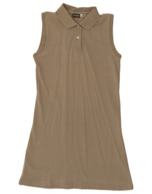 Invicta Womens Sleeveless Polo Dress UK 10 Small Khaki Cotton ED53