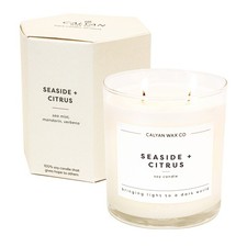Calyan Wax Co. Seaside & Citrus 2-Wick Candle — 37-Hour Soy Jar