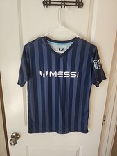 Lionel Messi Performance Soccer Jersey Kids Large 14-16 Blue Striped Shirt