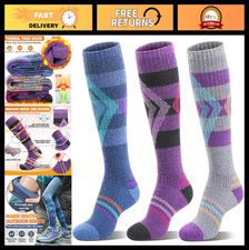 3 Pairs Merino Wool Ski Socks - Thermal Winter Knee High for Men & Women, Warm &