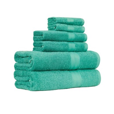 Amazon Basics 6-Piece Oversized Fade-Resistant Towel Set, Teal